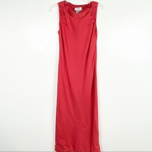 ADRIANNA PAPELL Red Linen Blend Dress With Matching Jacket Maxi Dress, Small